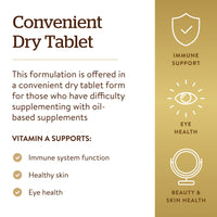 Thumbnail for Solgar Dry Vitamin A 1500 mcg (5000 IU), 100 Tablets - Supports Healthy Eyes, Skin & Immune System - Non-GMO, Vegan, Gluten Free, Dairy Free, Kosher - 100 Servings