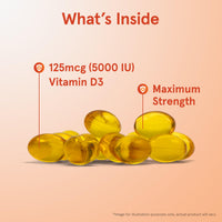 Thumbnail for Jarrow Formulas Vitamin D3 125 mcg (5000 IU) - 100 Servings (Softgels) - Bone Health, Immune Support & Calcium Metabolism Support - Vitamin D Supplement - D3 Vitamins - 5000 IU Vitamin D - Gluten Free