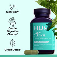 Thumbnail for HUM Daily Cleanse Acne Supplements for Women & Men, Gentle Digestive Cleanse for Clear Skin Support, Zinc, Spirulina, Chlorella, Detoxifying Herbs, Organic Algae, Skin Vitamins Supplement, 60 Capsules