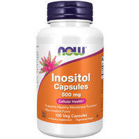 Thumbnail for NOW Supplements, Inositol 500 mg, Healthy Membrane Function*, Cellular Health*, 100 Veg Capsules