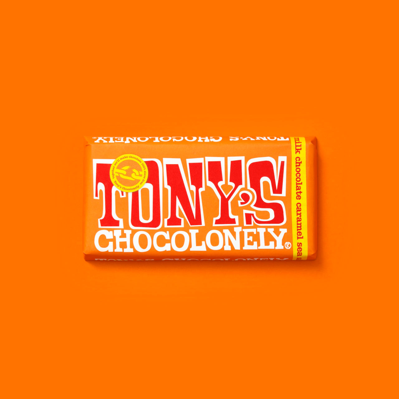 Tony's Chocolonely Fairtrade Caramel and Sea Salt Milk Chocolate Bar 180g