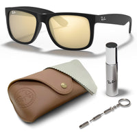 Thumbnail for Ray-Ban RB4165 JUSTIN COLOR MIX Square Shaped Non-Polarized Sunglasses for Men – Includes Official RAYBAN Eyewear Kit – Ideal Formal & Casual Wear Sunglasses – Green Gradient Lens