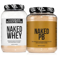 Thumbnail for NAKED Whey Chocolate Peanut Butter Protein Powder (21 Servings) + PB Powdered Peanut Butter 2LB (76 Servings) – Grass-Fed; Bulk; Non-GMO; Gluten Free; Soy Free; Vegan