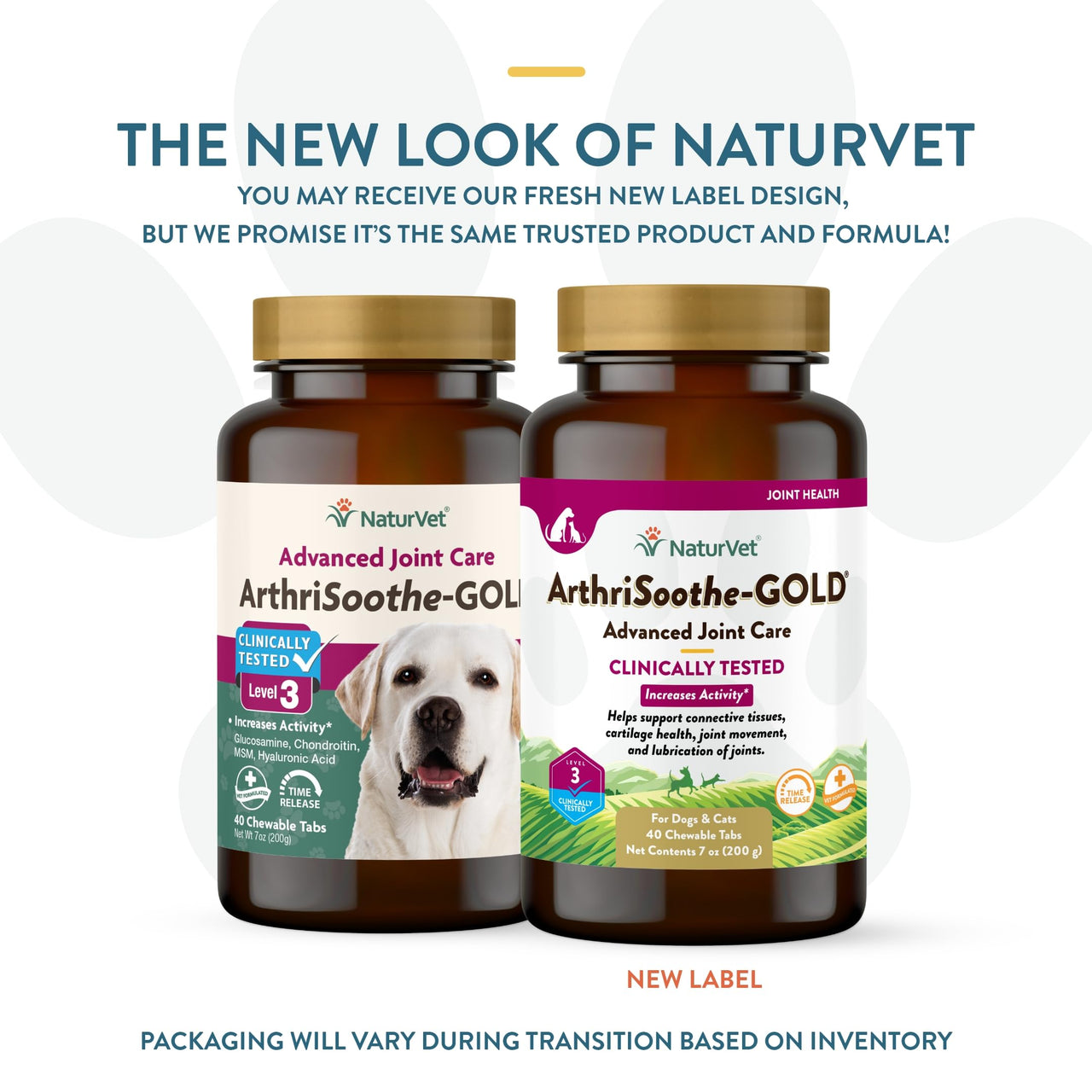 NaturVet ArthriSoothe-Gold Level 3, MSM and Glucosamine for Dogs and Cats, Advanced Joint Care Support Supplement with Chondroitin and Omega 3, Clinically Tested, Chewable Tablets, Made in The USA