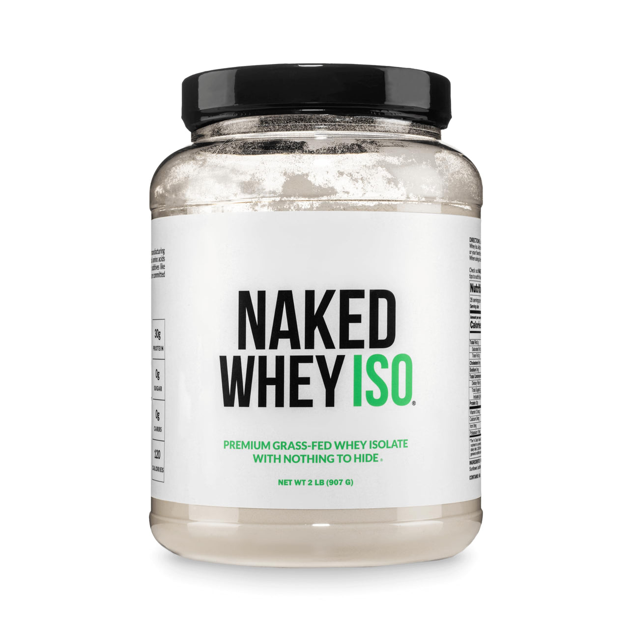 NAKED Whey Isolate Protein - Only 2 Ingredients, 30g Grass-Fed Protein, Zero Carb, Unflavored, Undenatured, Non-GMO, No Soy, Gluten-Free, No Preservatives - 28 Servings