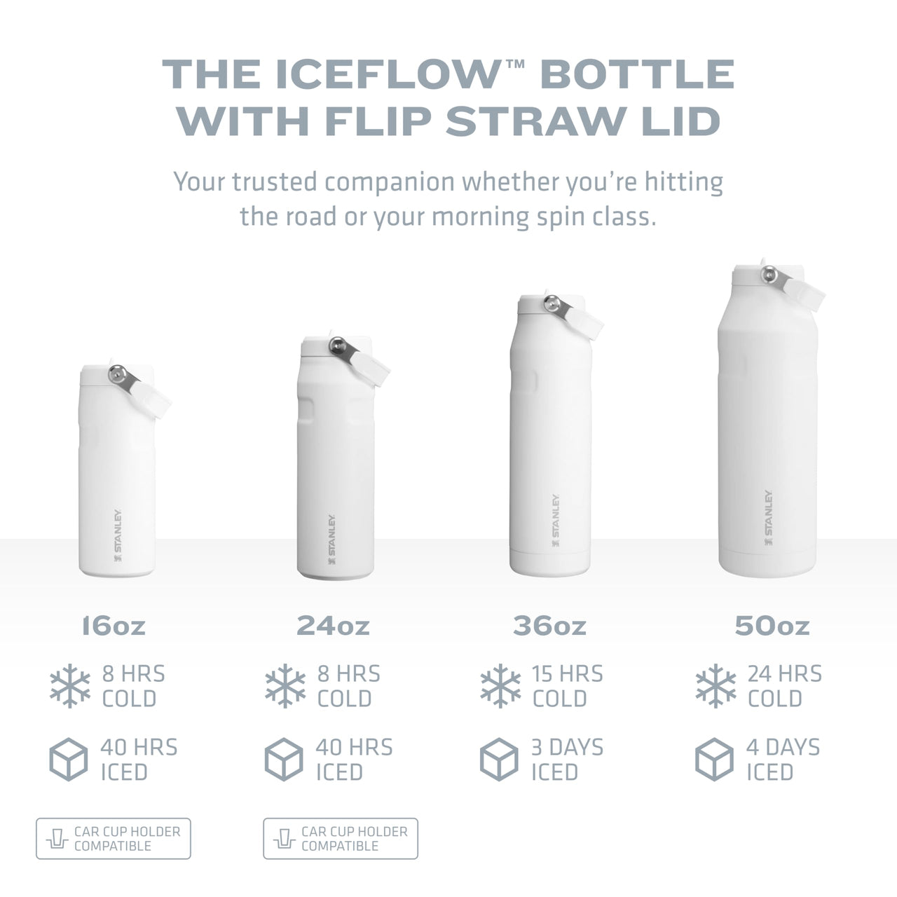 Stanley IceFlow Flip Straw 2.0 Water Bottle 24 oz | Built-In Straw for Travel and Sports | Lightweight and Leak Resistant | Insulated Stainless Steel | BPA-Free | Tigerlily Plum