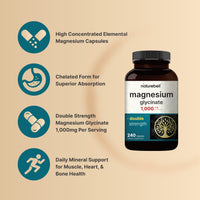 Thumbnail for NatureBell Magnesium Glycinate 1,000mg, 240 Capsules | 500mg per Capsule | 100% Chelated & Purified | Sleep, Muscle & Nerve Support | Non-GMO, Gluten-Free