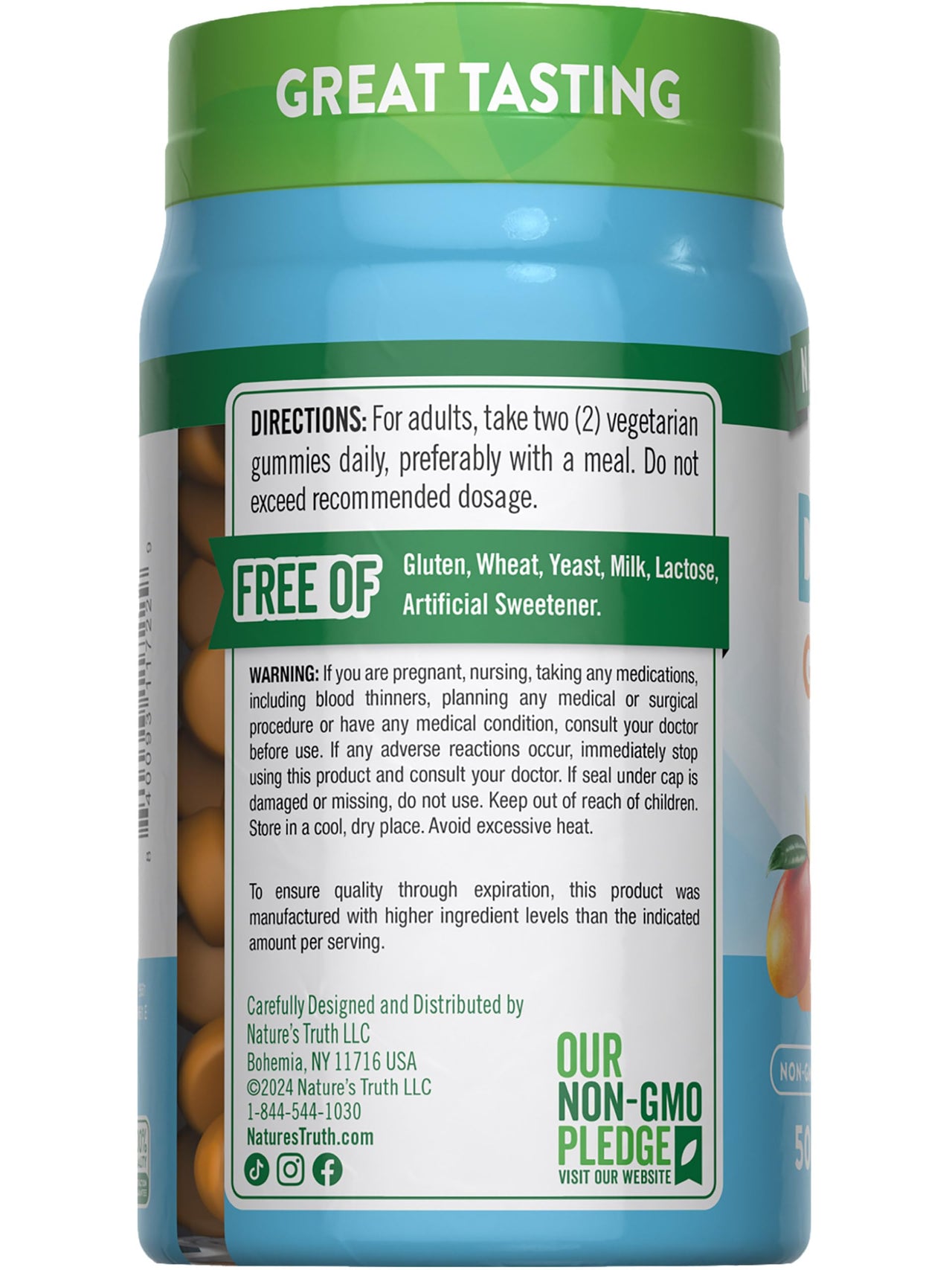 Nature's Truth Vitamin D3 + K2 Gummies | 50 Count | Peach Mango Flavor | Vegetarian, Non-GMO & Gluten Free Supplement