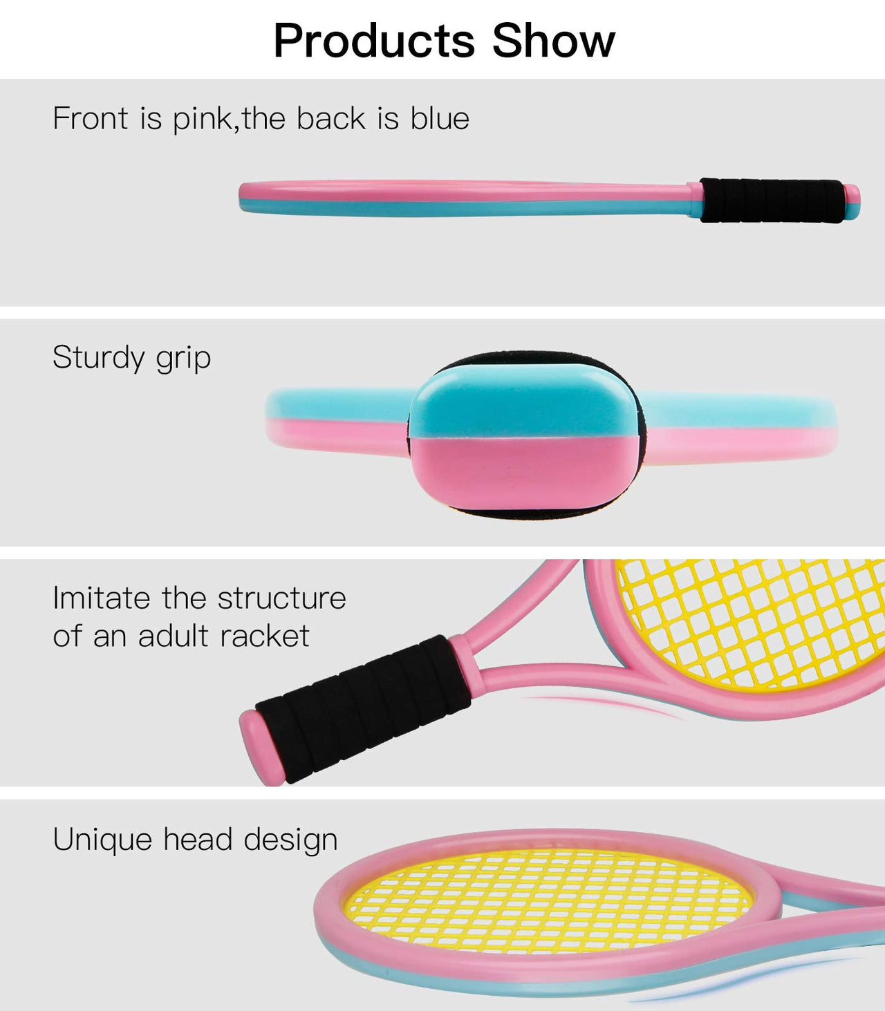 Crefotu Kid Tennis Racket Set for Toddler,Children,Sponge Handle, Includes 6 Badminton, 1 Tennis Ball, Bag and 2 Balls - Increase Children's Sports,Improve Tennis Skills