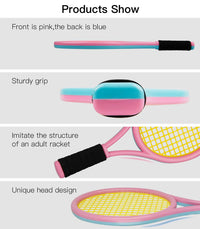 Thumbnail for Crefotu Kid Tennis Racket Set for Toddler,Children,Sponge Handle, Includes 6 Badminton, 1 Tennis Ball, Bag and 2 Balls - Increase Children's Sports,Improve Tennis Skills