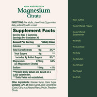 Thumbnail for Nature's Bounty Magnesium Citrate Gummies for Adults, Supports General Health, Bone, Nerve, Muscle & Heart Health Support, 270mg per Serving, Vegan, Non-GMO - Raspberry 90 Count