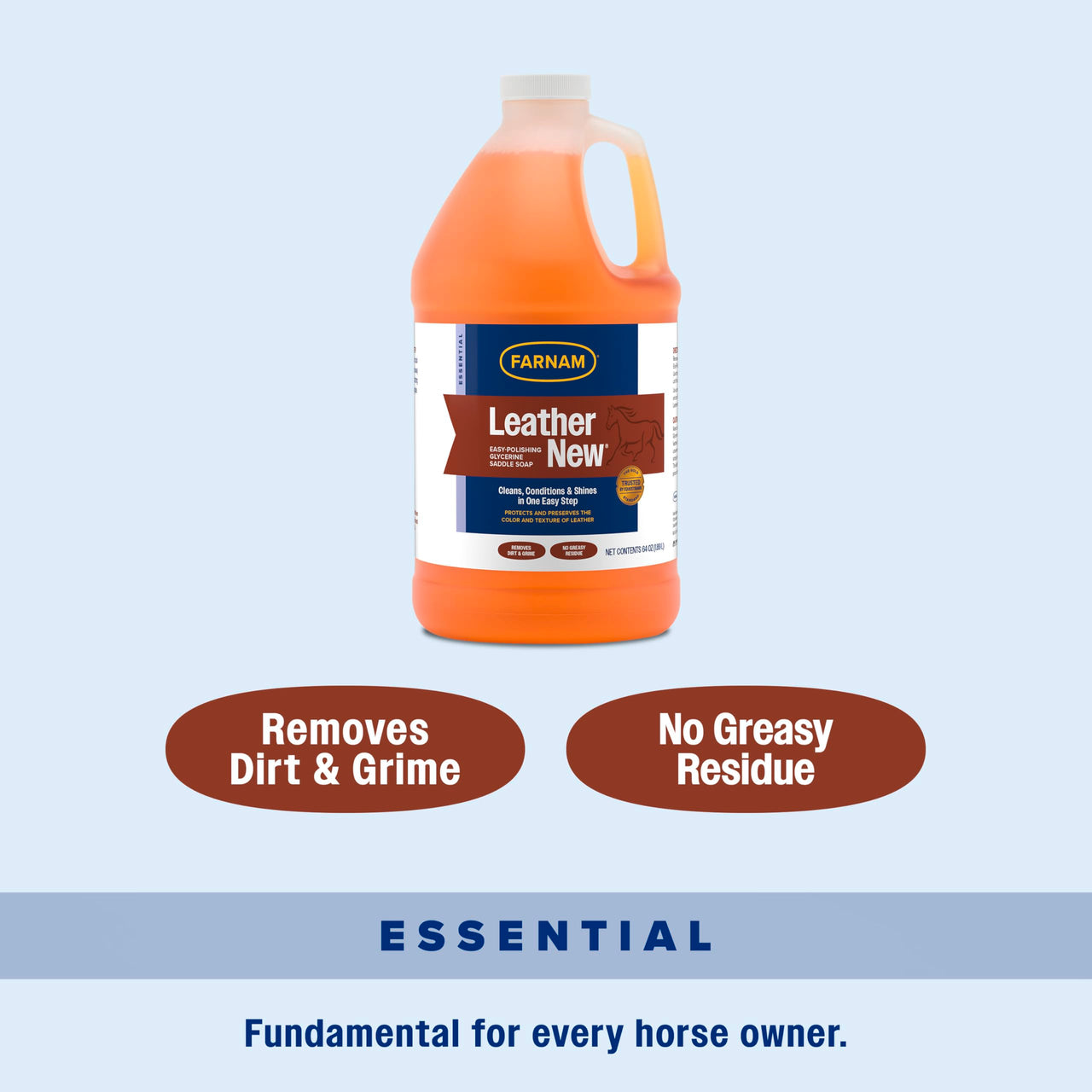 Farnam Leather New Easy-Polishing Glycerine Saddle Soap and Leather Saddle Cleaner, Protects and Preserves Leather, Cleans, Conditions and Polishes, 64 Oz.
