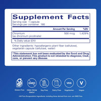 Thumbnail for Pure Encapsulations Chromium (Picolinate) 500 mcg - for Lipid & Carbohydrate Metabolism* - Mineral Supplement - Superior Absorption Chromium Supplement - Vegan & Gluten Free - 180 Capsules