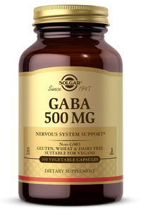 Thumbnail for Solgar GABA 500 mg, 100 Vegetable Capsules - Relaxation & Nervous System Support - Amino Acid - Non-GMO, Vegan, Gluten Free, Dairy Free, Kosher - 100 Servings