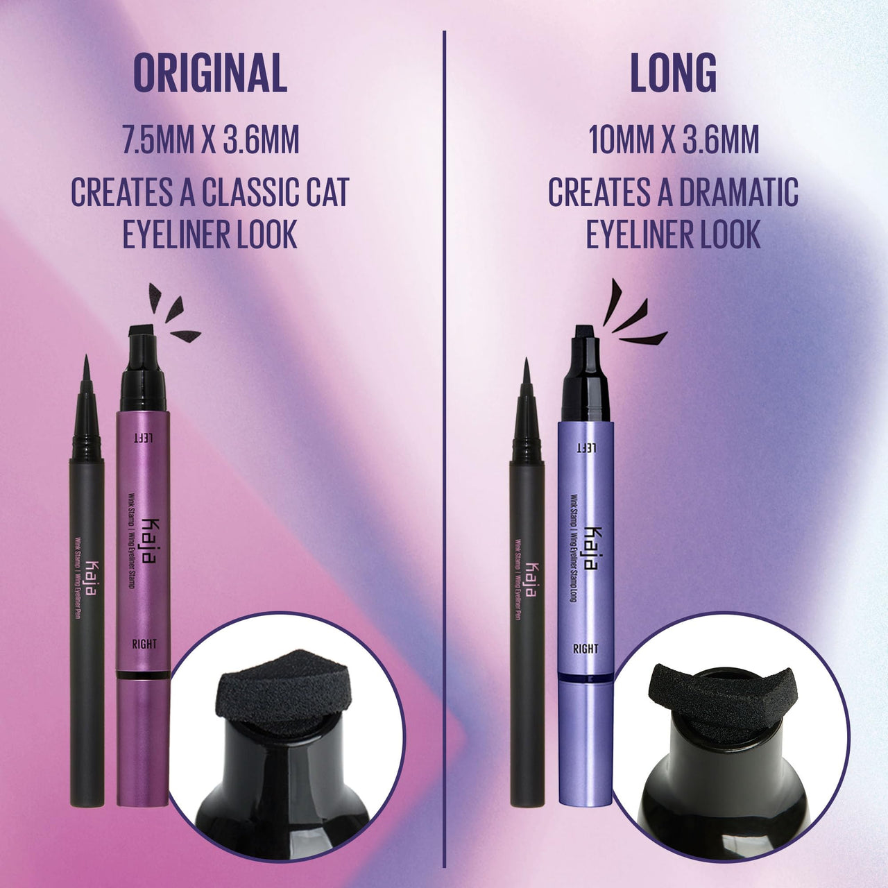 Kaja Winged Eyeliner Set - Wink Stamp Original | with Avocado Extract, Double-ended Wing, Smudge-Proof, Waterproof, Eye Irritation Tested, Long Lasting Pencil, Colorstay, Matte Finish, Cat Eye Look