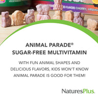 Thumbnail for NaturesPlus Animal Parade Sugar-Free Children's Multivitamin - Assorted Cherry, Grape & Orange Flavors - 90 Chewable Tablets - 45 Total Servings