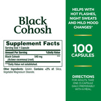 Thumbnail for Nature's Bounty Black Cohosh Root Pills and Herbal Health Supplement, Natural Menopausal Support, 540 mg, 100 Capsules