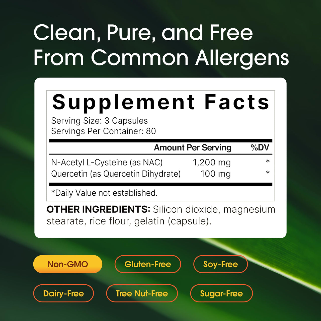 NatureBell NAC 1,200mg with Quercetin - 240 Capsules - N-Acetyl Cysteine - Antioxidant Supplement for Cellular Health - Supports Liver, Lung & Immune Function*