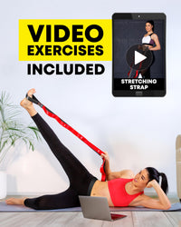 Thumbnail for Stretching Strap with Loops - Non Elastic Stretch Band for Physical Therapy, Yoga Strap for Stretching Equipment, Stretch Bands for Exercise and Flexibility - Fascia, Hamstring and Leg Stretcher Belt