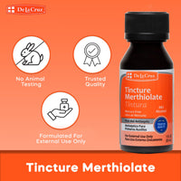 Thumbnail for De La Cruz Merthiolate Tincture Antiseptic - First Aid for Minor Cuts, Scrapes and Burns - Mercury-Free Formula Safe for The Entire Family (6 Bottles)