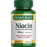 Thumbnail for Nature's Bounty Niacin 500mg Flush Free, Cellular Energy Support, Supports Nervous System Health, 120 Capsules