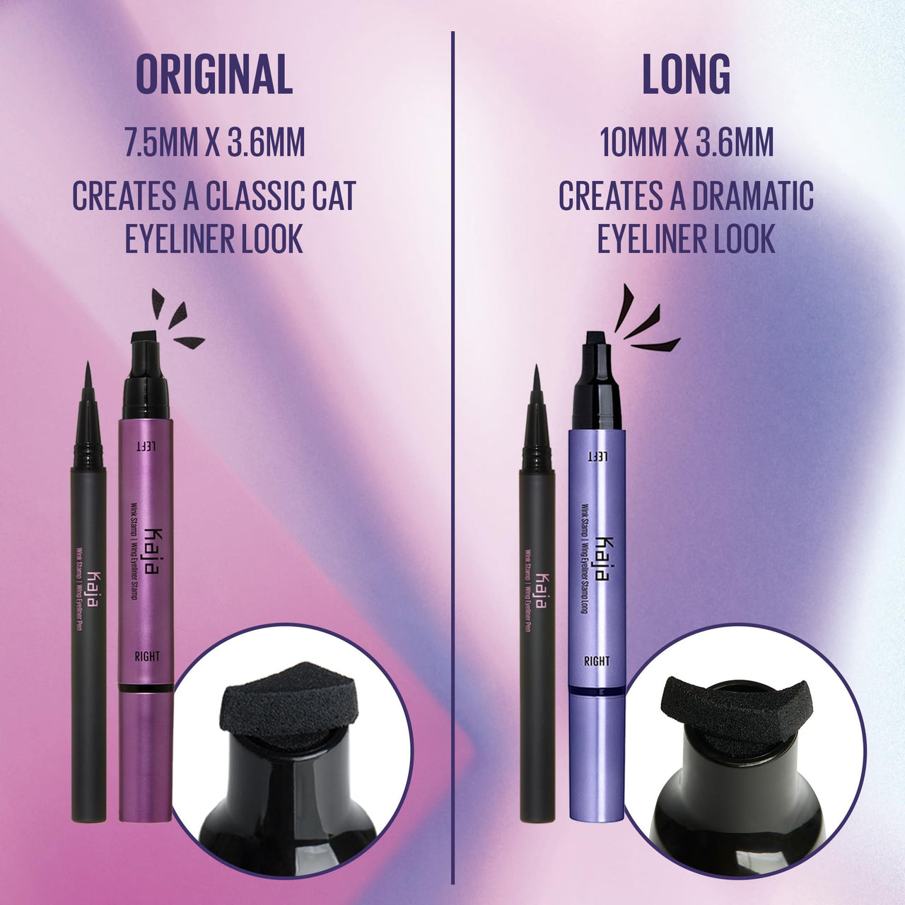 Kaja Winged Eyeliner Set - Wink Stamp Long | with Avocado Extract, Double-ended Wing, Smudge-Proof, Waterproof, Eye Irritation Tested, Long Lasting Pencil, Colorstay, Matte Finish, Cat Eye Look