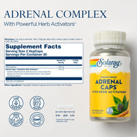 Thumbnail for SOLARAY Adrenal Caps, Freeze-Dried - Wellness Support Adrenal Cocktail with Herb Activators Eleuthero, Gotu Kola, Licorice and Clove - Lab Verified, 60-Day Guarantee - 30 Servings, 60 VegCaps