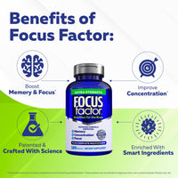 Thumbnail for Focus Factor Adults Extra Strength, 120 Count - Brain Supplement for Memory, Concentration and Focus - Complete Multivitamin with DMAE, Vitamin D, DHA - Trusted Health Vitamins