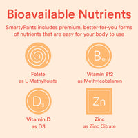 Thumbnail for SmartyPants Kids Multivitamin Gummies: Omega 3 Fish Oil (EPA/DHA), Beta Carotene, Vitamin B12, B6, A, K & Zinc for Immune Support, Biotin, Grape, Cherry & Berry Flavors, 120 Count (30 Day Supply)