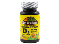Thumbnail for Nature's Blend Vitamin D3 400 IU Chewable Vanilla Flavor 100 Tablets