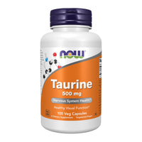 Thumbnail for NOW Supplements, Taurine 500 mg, Nervous System Health*, Amino Acid, 100 veg Capsules