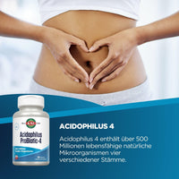 Thumbnail for KAL Acidophilus ProBiotic-4, 500 Million CFUs, Four Probiotic Strains, Probiotics for Women and Men, Freeze Dried, L. acidophilus, L. bulgaricus, S. thermophilus, B. bifidum, 100 Servings, 100 VegCaps