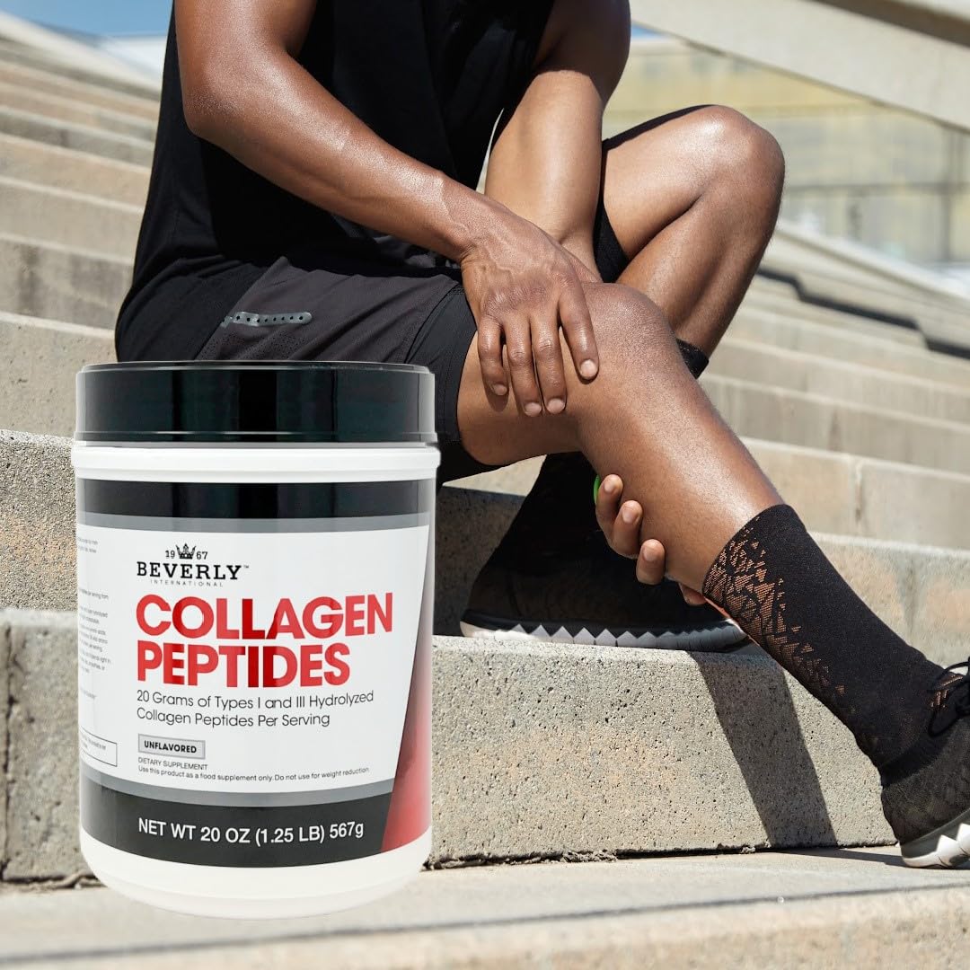 Beverly International Collagen Peptides Protein Powder. Youthful Appearance- Skin, Hair, Nails, Bones and Joint Health. Easy to Use, Highly Absorbable. 18 Grams of Protein, Unflavored 20 oz.