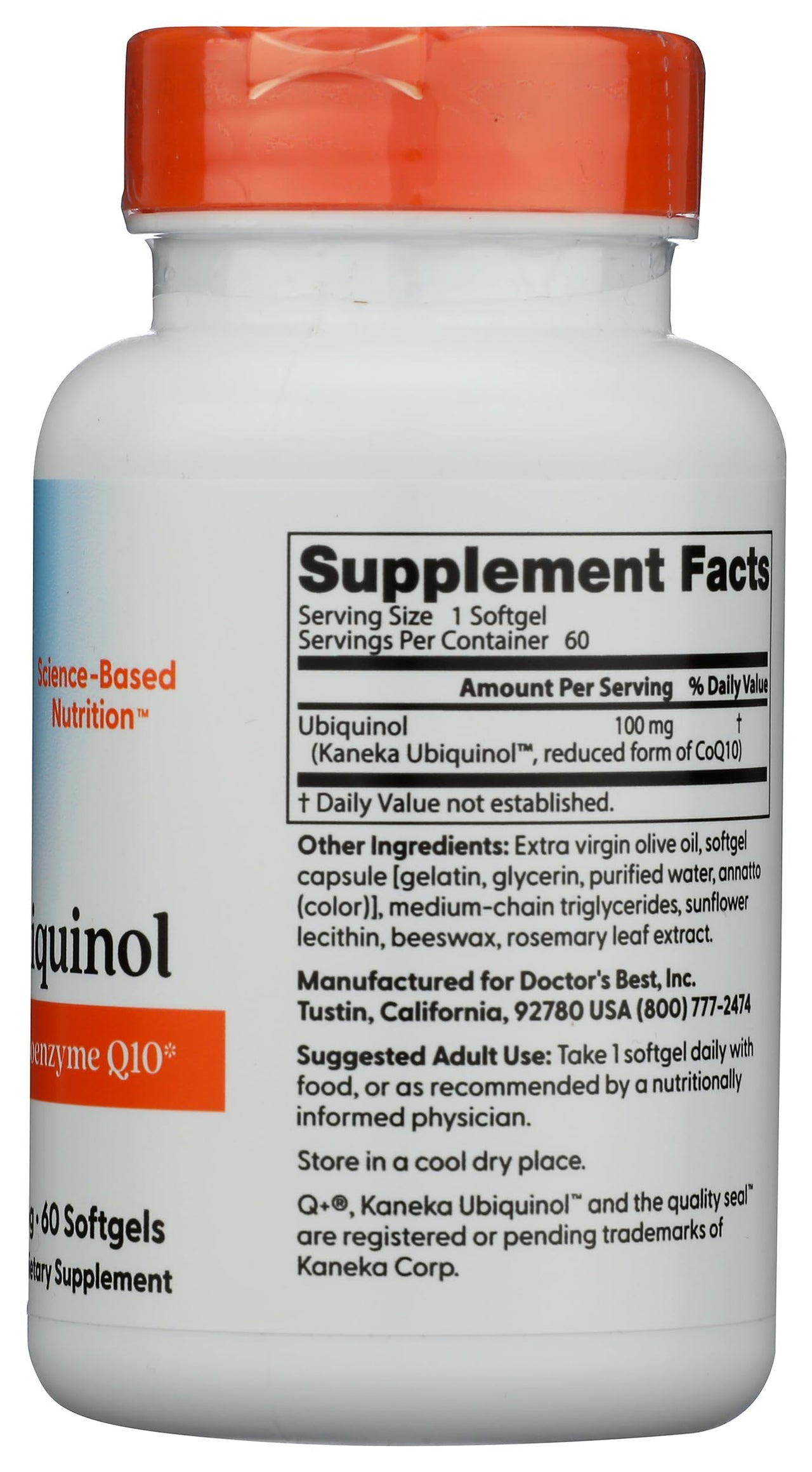 Doctors Best Ubiquinol, Reduced-Form Coenzyme Q10, Non-GMO, Gluten Free, Soy Free 60 Softgels
