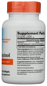 Thumbnail for Doctors Best Ubiquinol, Reduced-Form Coenzyme Q10, Non-GMO, Gluten Free, Soy Free 60 Softgels