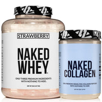 Thumbnail for NAKED Strawberry Whey Protein Powder 5LB (61 Servings) + Collagen Peptides Protein Powder 20oz (60 Servings) – Grass-Fed; Bulk; Non-GMO; Gluten Free; Soy Free