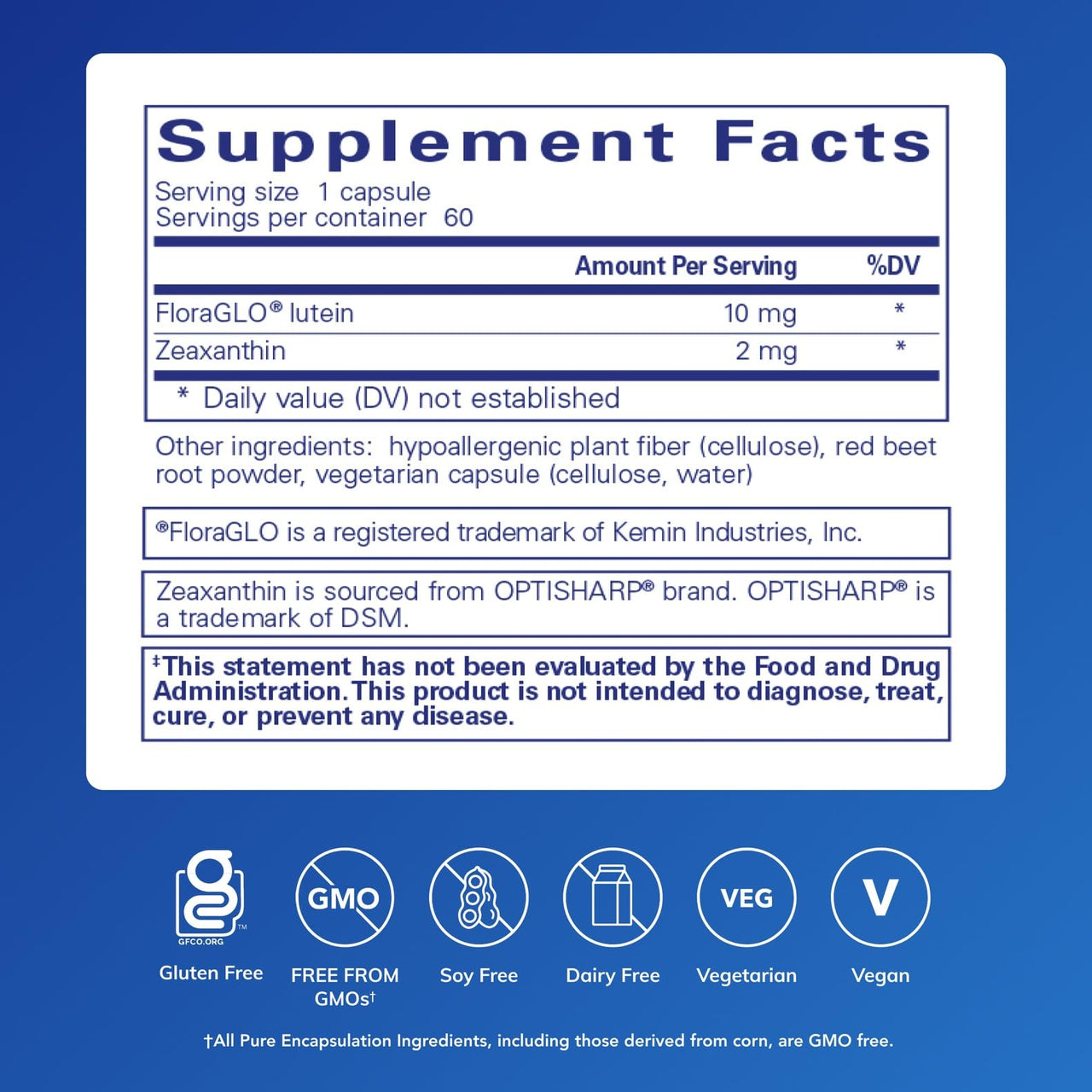 Pure Encapsulations Lutein & Zeaxanthin - Supports Overall Vision* - Maintains Macular Pigment & Eye Health* - Antioxidant Support* - Vegan-Friendly & Non-GMO - 60 Capsules