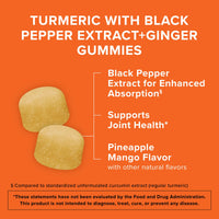 Thumbnail for Qunol Turmeric and Ginger with Black Pepper Gummies, Turmeric Curcumin Supplement, Joint Health Support Gummy, 90ct Gummies