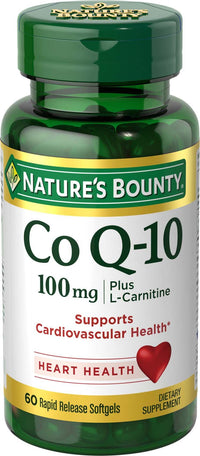 Thumbnail for Nature's Bounty CoQ10, Supports Heart Health, 100mg Plus L-Carnitine, 60 Softgels