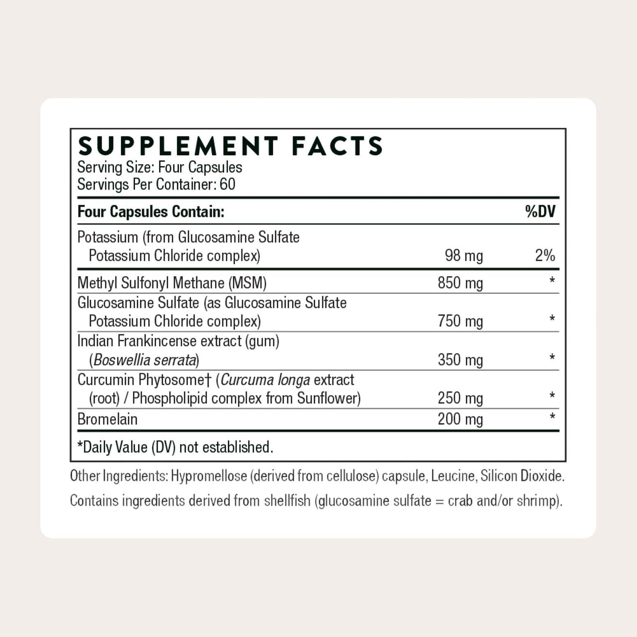 THORNE - Joint Support Nutrients - Formulated with Glucosamine, MSM, Curcumin, Bromelain, Boswellia & Potassium for Joint Support* - Third-Party Certified - Gluten, Dairy & Soy-Free - 240 Capsules