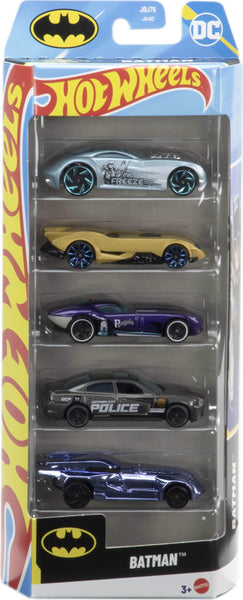 Hot Wheels Batman Toy Car 5-Pack, Set of 5 1:64 Scale Die-Cast Batman-Themed Vehicles Including the Batmobile