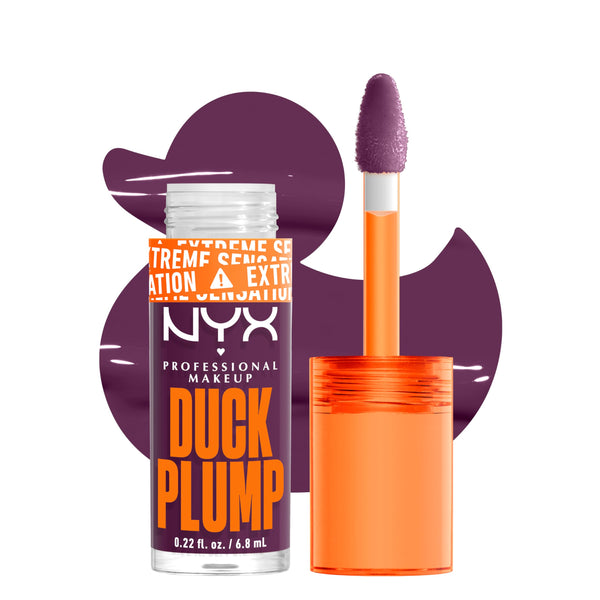 NYX PROFESSIONAL MAKEUP Duck Plump High Pigment Plumping Lip Gloss with Spicy Ginger, Vegan Lip Makeup - Pure Plump (Sangria Purple)
