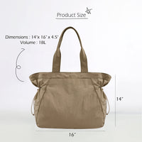 Thumbnail for ODODOS 18L Side-Cinch Shopper Bags Lightweight Shoulder Bag Tote Handbag for Shopping Workout Beach Travel, Brown