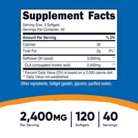 Thumbnail for Nutricost CLA (Conjugated Linoleic Acid) 2,400mg, 120 Softgels - Gluten Free, Non-GMO, 800mg Per Softgel
