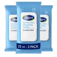 Thumbnail for Cetaphil Face and Body Wipes, Gentle Skin Cleansing Cloths, 25 Count (Pack of 3), for Dry, Sensitive Skin, Flip Top Closure, Great for the Gym, Travel, in the Car, Hypoallergenic, Fragrance Free