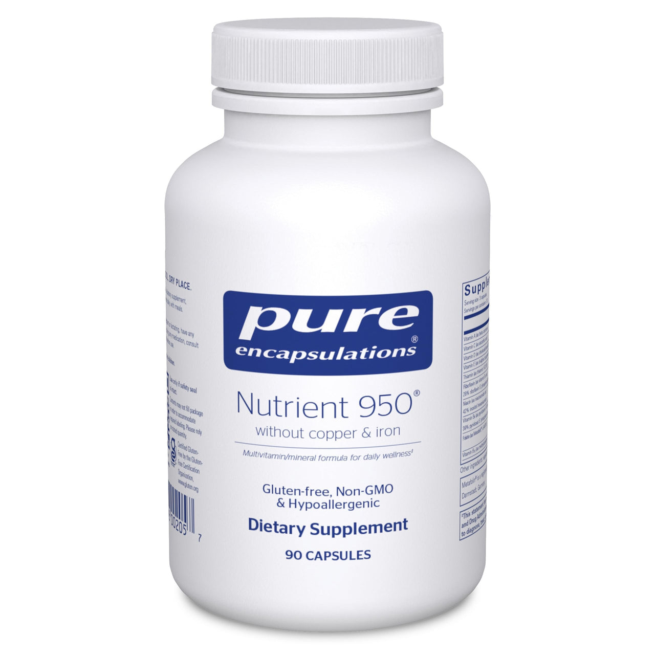 Pure Encapsulations Nutrient 950 Without Copper & Iron | Hypoallergenic Multi-Vitamin/Mineral Formula for Optimal Health* | 90 Capsules