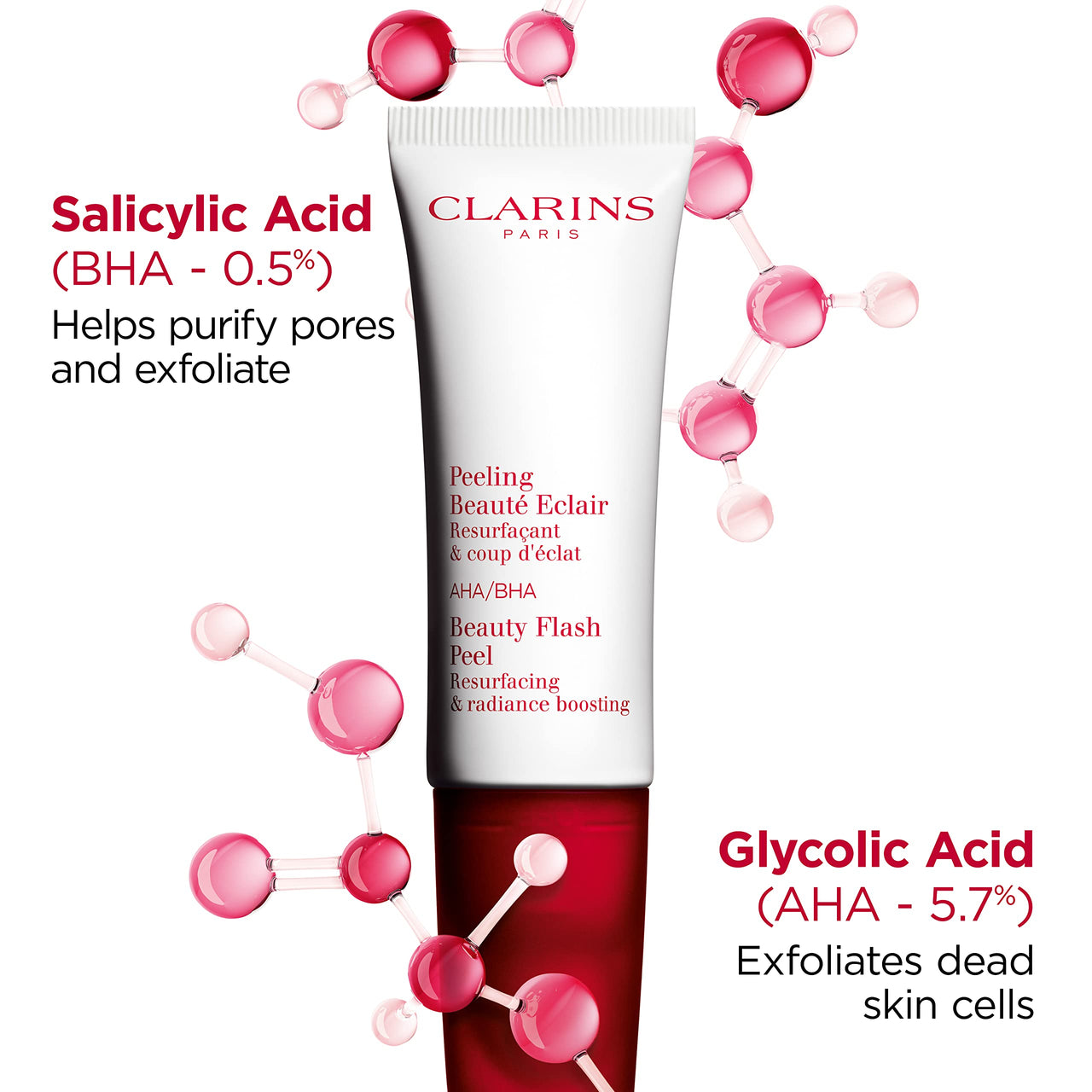 Clarins Beauty Flash Peel | 10-Minute At-Home Facial | Visibly Tightens Pores | Gently Eliminates Dead Skin Cells | Refines Skin Texture | Renews Radiance | Contains AHAs and BHAs | All Skin Types