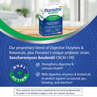 Thumbnail for Florastor Advanced Gas and Bloat Probiotic, Digestive Enzymes and Botanicals, Plus Probiotics for Digestive Health, 30 Capsules