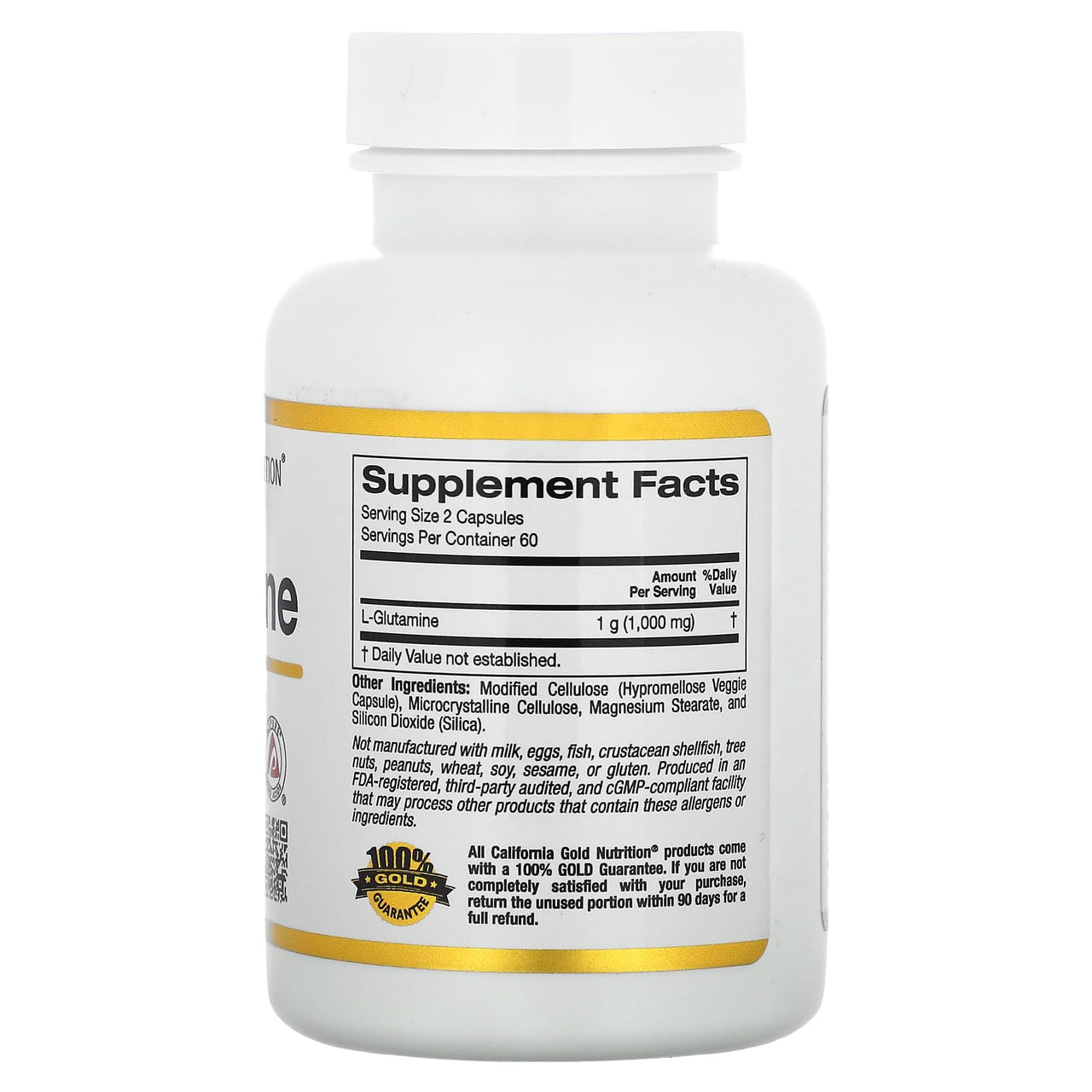 California Gold Nutrition L-Glutamine, AjiPure, 120 Veggie Capsules (500 mg per Capsule)