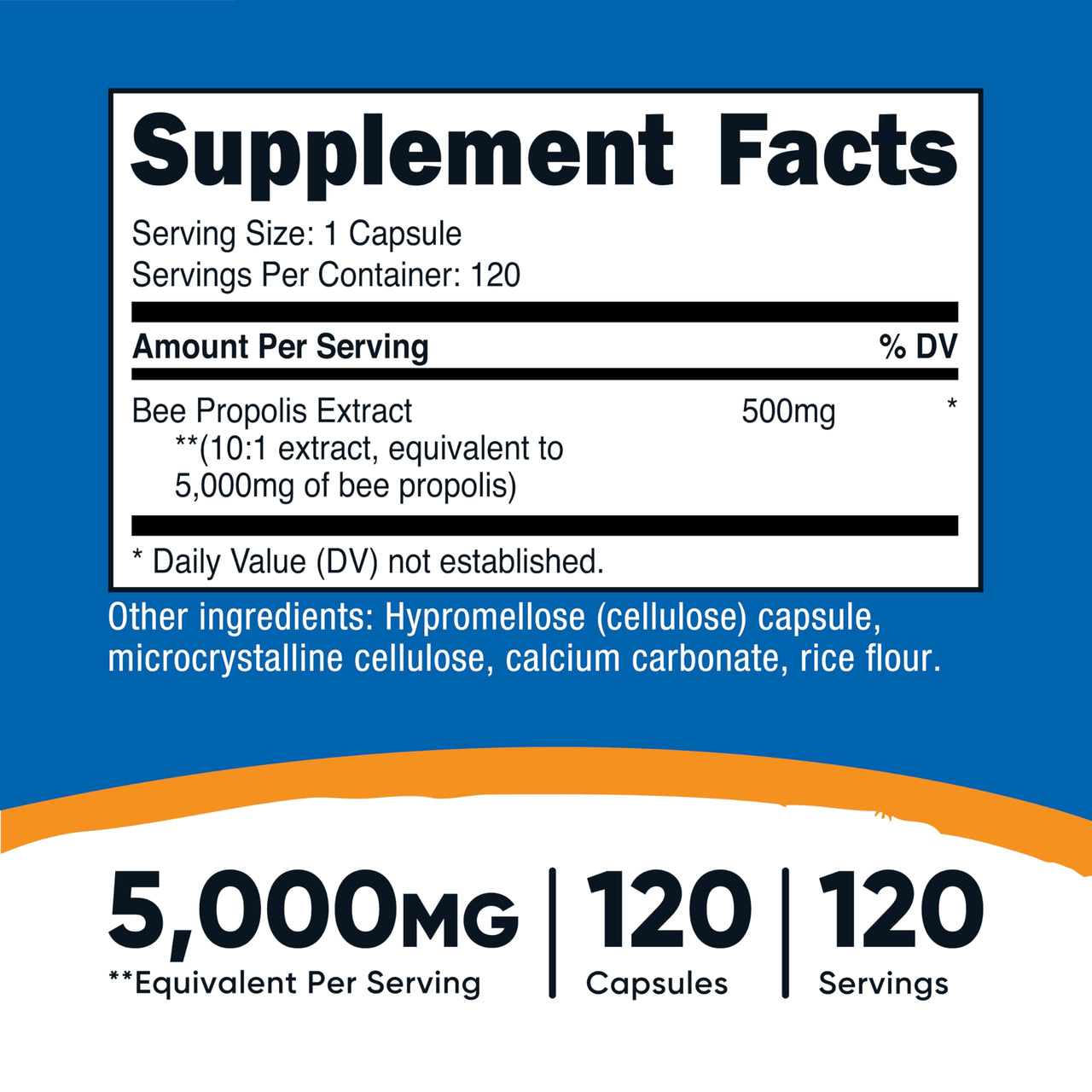 Nutricost Bee Propolis 5,000mg Equivalent from 500mg of 10:1 Extract Per Serving, 120 Capsules for 120 Servings Per Bottle - Gluten Free and GMO Free, Vegetarian Dietary Supplement